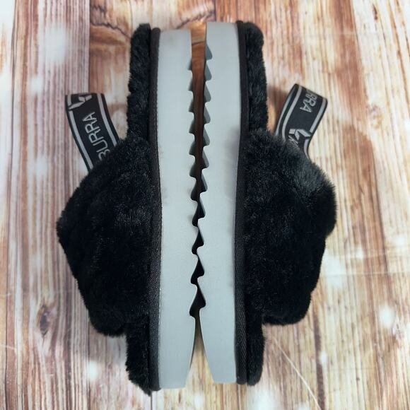 UGG Koolaburra FUZZ 'N II Size 8 Black Faux Fur Slingback Sandals Slipper Shoes - Picture 9 of 12